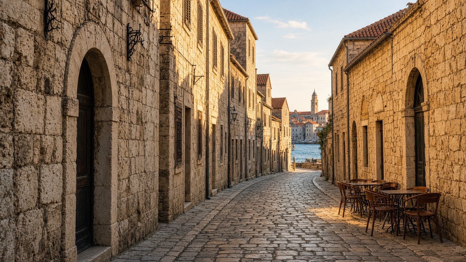 Limestone street in the old town of Pula